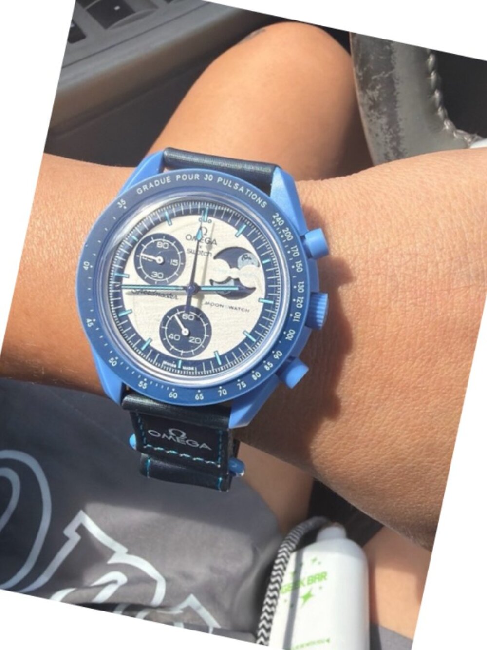 Blue Moon omega Swatch Chronograph Watch